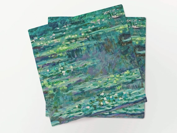 Linen Napkins Set, Monet, Water Lilies, 1904, vintage decor, 100% linen, European Decor