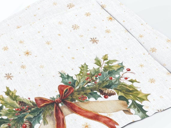 Placemats set, Velvet Ribbon, Holiday linens, linen placemats, 100% linen