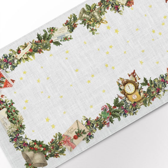 Christmas Letters, table runner, Christmas table runner, linen table runner, 100% linen, Christmas table top, Christmas fabric