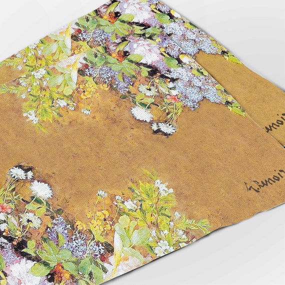 Placemats set, Spring Bouquet, Pierre-Auguste Renoir, linen placemats, 100% linen, Vintage flower print placemats, hand made in Lithuania