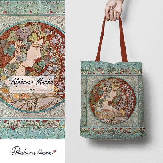 Alphonse Mucha, Tote bag, linen bag, art print, birthday gift, shoulder bag, teacher bag, vintage bag, gift for her