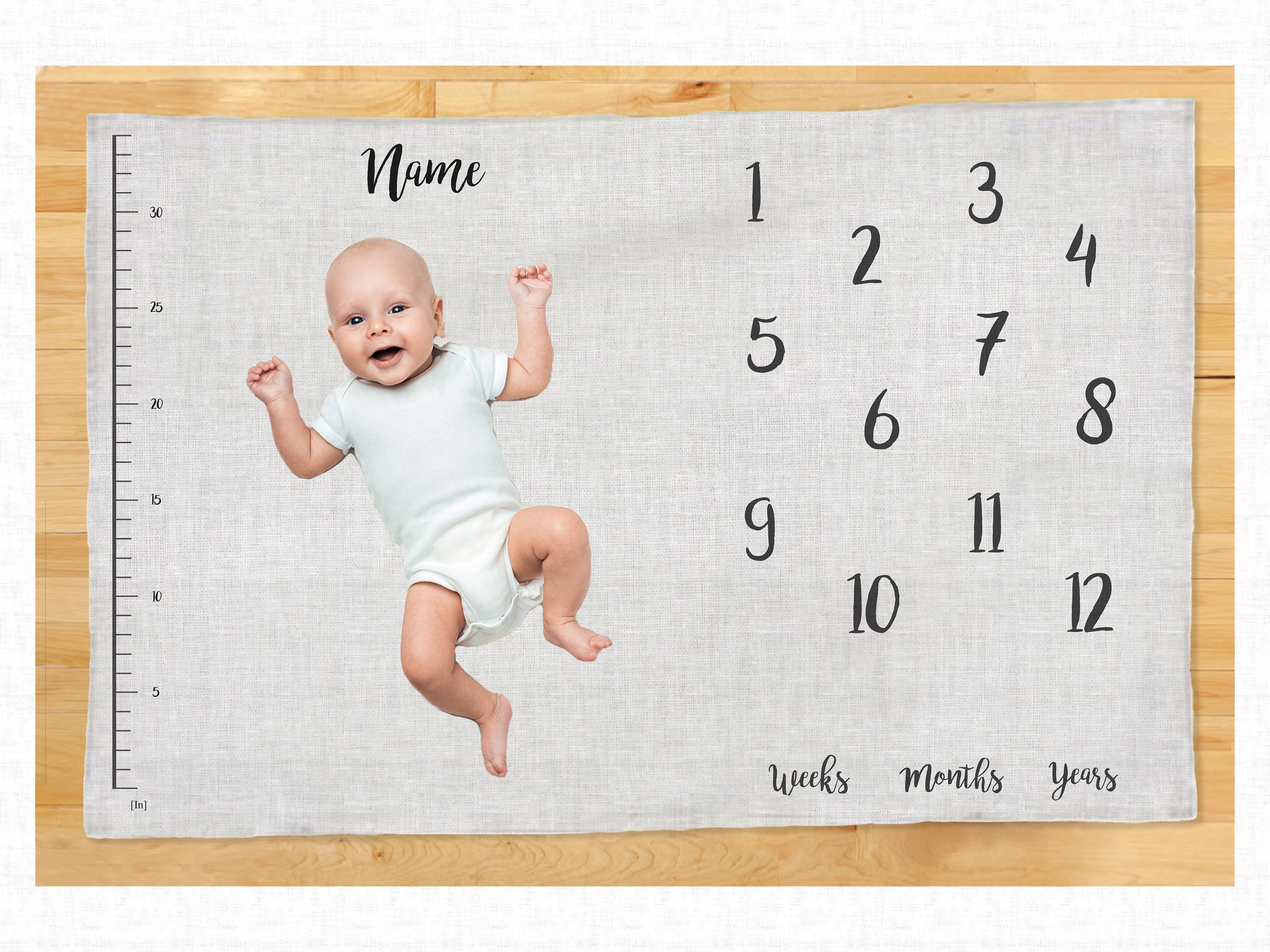 Growth blanket Milestone blanket Baby shower Age Blanket Etsy