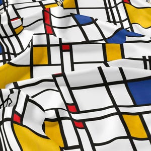 Piet Mondrian fabric, Linen fabric, Fabric by yard, Fabric by meters, 100% linen, Wholesale, Crafting fabric, Fabric pattern, Linen flax