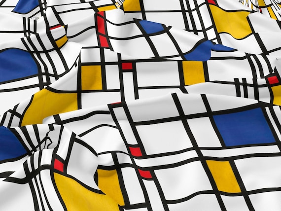 Piet Mondrian fabric, Linen fabric, Fabric by yard, Fabric by meters, 100% linen, Wholesale, Crafting fabric, Fabric pattern, Linen flax