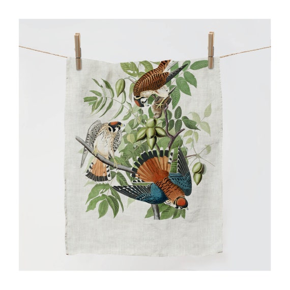 Linen towel, American Sparrow (1827), John James Audubon kitchen towel, dish towel, linen kitchen towel, custom towel, 100% linen