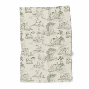 Toalla de lino, Toile de Jouy, Caballos, toalla de cocina, paño de cocina, paño de cocina de lino, 100% lino, paño de cocina, toalla de manos