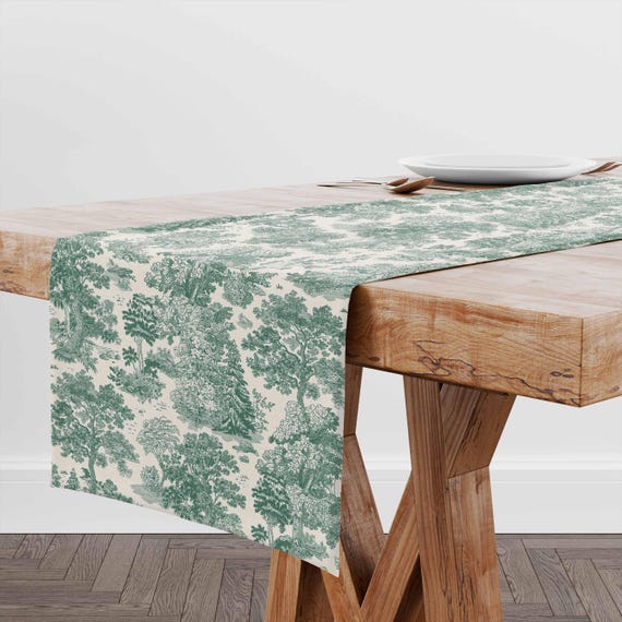 Table runner, Forest Serenity, Floral table top 100% linen, party decor linens, vintage wedding table top