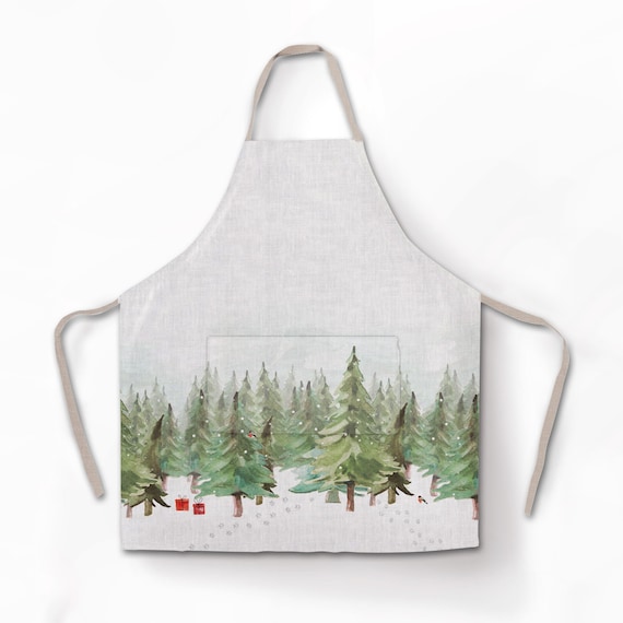 Christmas apron, holiday apron, Christmas home decor, custom apron, apron gift, Winter apron, 100% linen