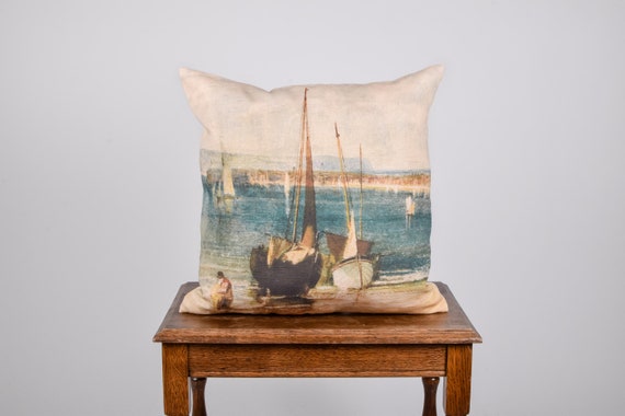 Weymouth WILLIAM TURNER, Decorative pillow, Cushion cover, 100% linen, home pillow, Linen pillow case, Art pillow