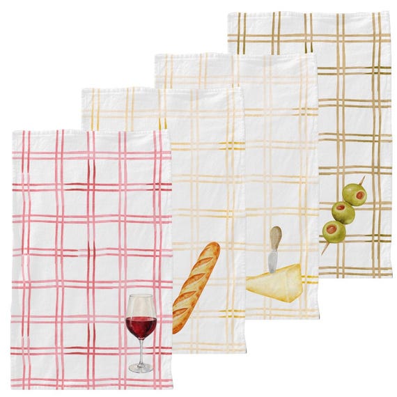 Linen Kitchen Towel Set, Wine Lover, Hostess Gift