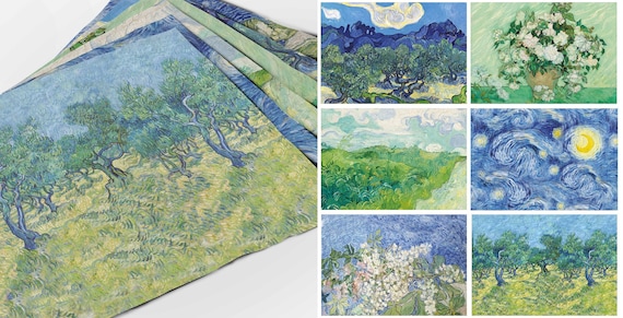 Van Gogh, 6 placemats set, linen placemats, matching placemats, Vincent van Gogh, easter table decor, handmade, fabric placemats