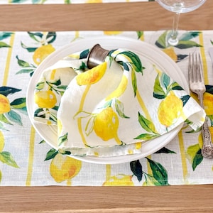 Set tovaglioli, Limoni Toscani, tovaglioli di lino, 100% lino
