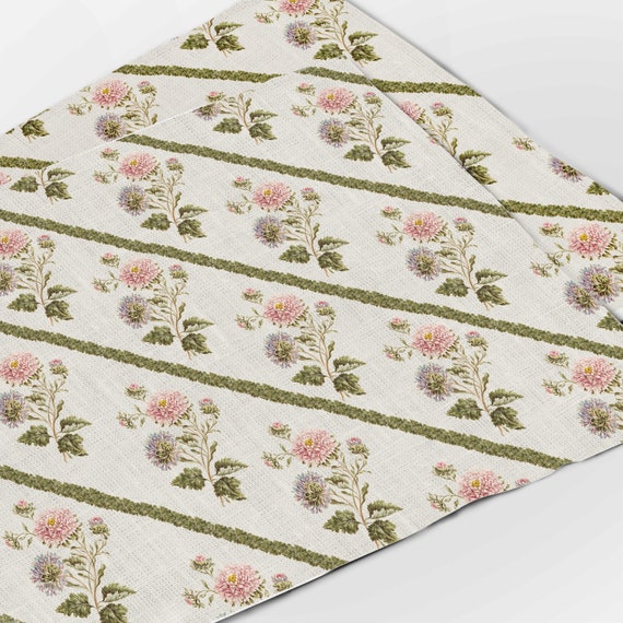 Placemats set (4 or 6), Aster, linen placemats, 100% linen, matching placemats, fabric placemats, placemats vintage pattern flowers