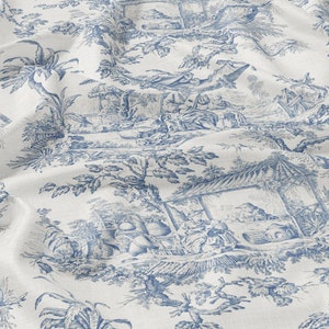 Tela de lino, Toile de Jouy, Tela cortada a medida, Tela por metros, Lino 100%, Tela para decoración de bodas, Manteles para bodas