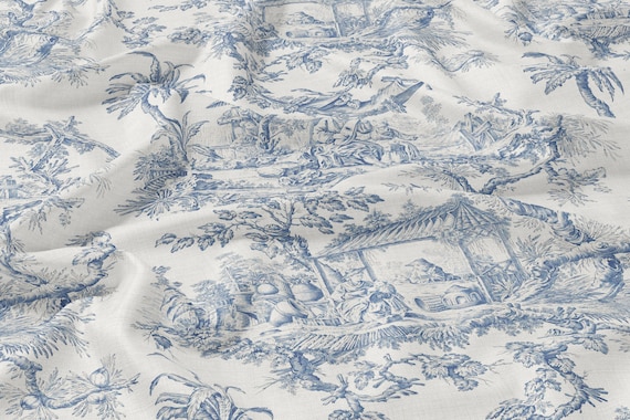 Linen fabric, Toile de Jouy, Fabric by yard, Fabric by meters, 100% linen, Fabric wedding decor, wedding linens