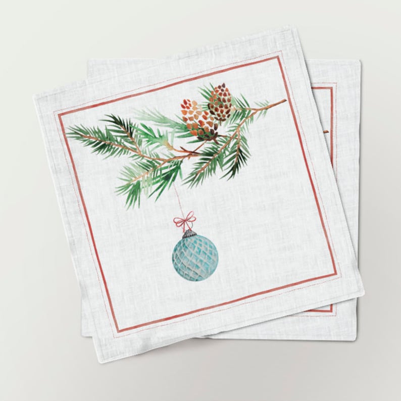 Christmas Decor Napkins Set 100 Linen Christmas Table Etsy