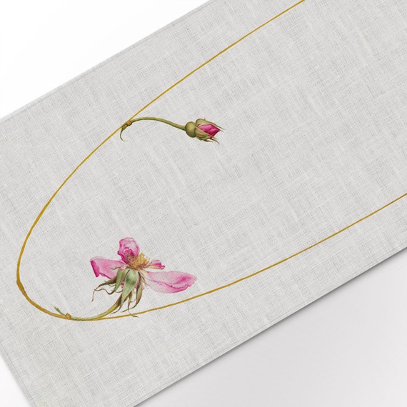 Table runner, Minimalist Wedding, A Rosebud and a Disintegrating Pink Rose (1575–1580), wedding decor, Roses, linen table runner