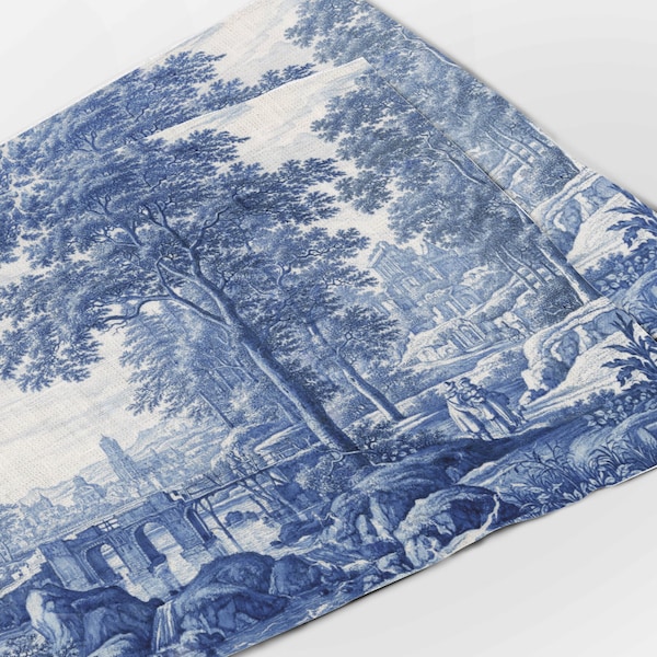 Placemats set (4 or 6), Frederik van Frytom, Vintage placemats,  Fabric placemats, 100% linen, art print, prints on linen