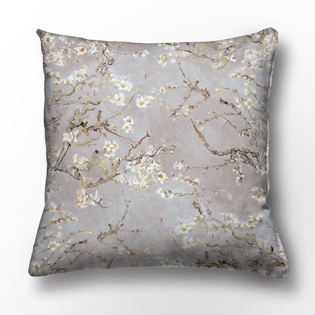 Federa Cuscino HGOD DESIGNS Van Gogh - Mandorlo In Fiore, 45x45 Cm, Misto Cotone E Lino, Doppia Stampa, Cerniera Nascosta