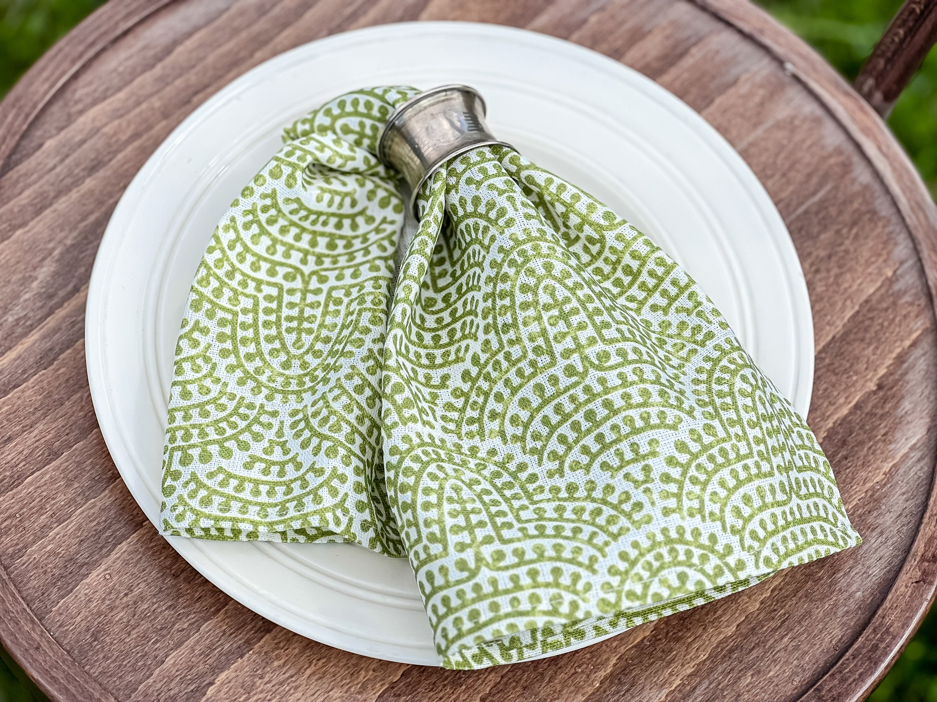 Moss Green Linen Napkins, Handmade Wabi Sabi Napkin Set - Etsy