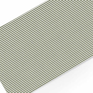 May include: Angled view of a surface with a repeating pattern of olive green stripes on a white background. The stripes are evenly spaced and run diagonally across the surface, creating a textured appearance. The design is simple and modern.