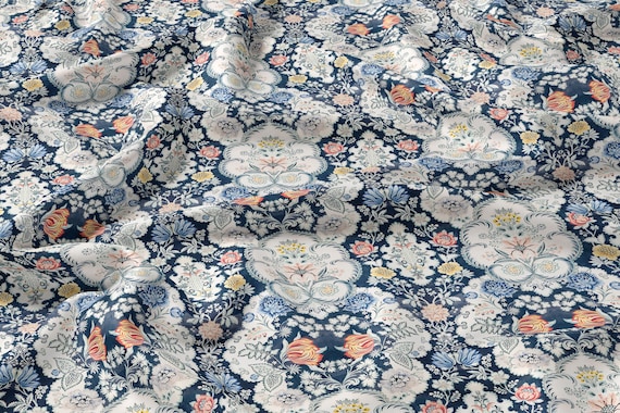 Linen fabric, Anna Maria Garthwaite, Design 1726-1728, Fabric by yard, Fabric by meters, 100% linen, Fabric wholesale, Crafting fabric