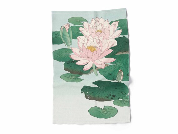 Kitchen Towel, Ohara Koson, Water Lily, 100% linen