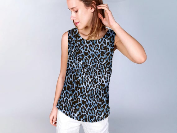 Linen top, Snow Leopard, women blouse, linen shirt, 100% linen, tank top