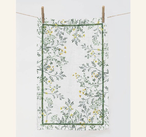 Linen towel, Rue, Vintage kitchen decor, Rue towel, 100% linen, custom towel, Common Rue