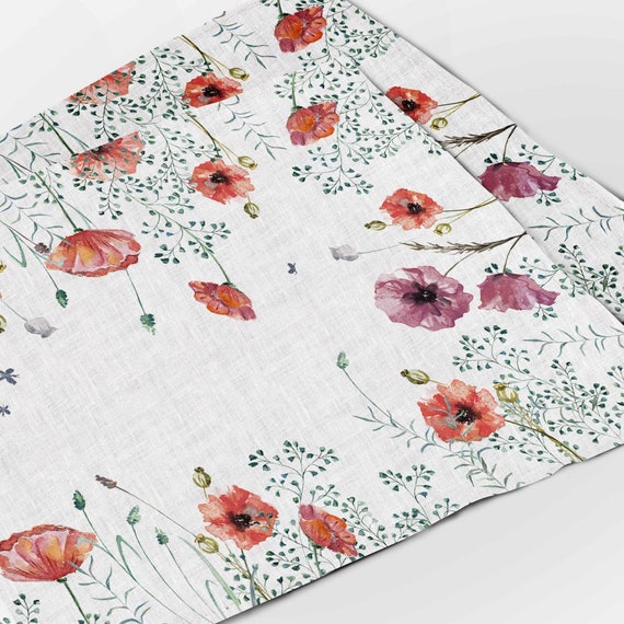 Easter placemats, Poppies, (4 or 6) placemats set, 100% linen, Spring table top, dining room decor, poppies placemats