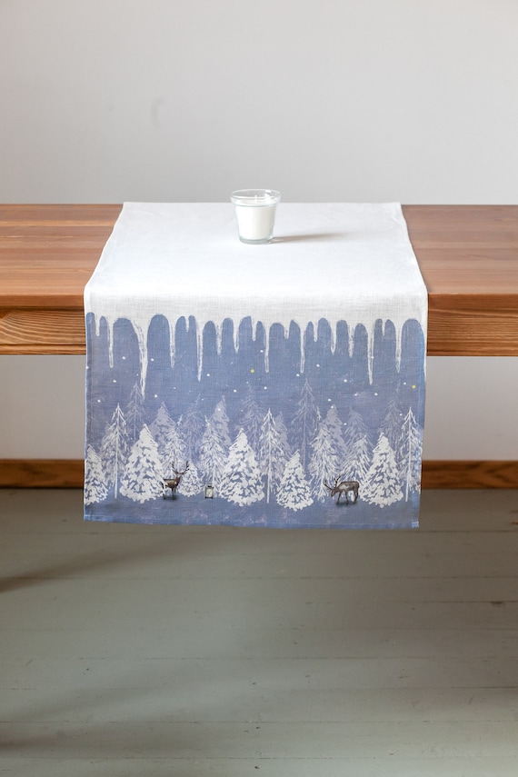 Christmas table runner, holiday table runner, Christmas decor, table runner, linen table runner, Christmas Morning