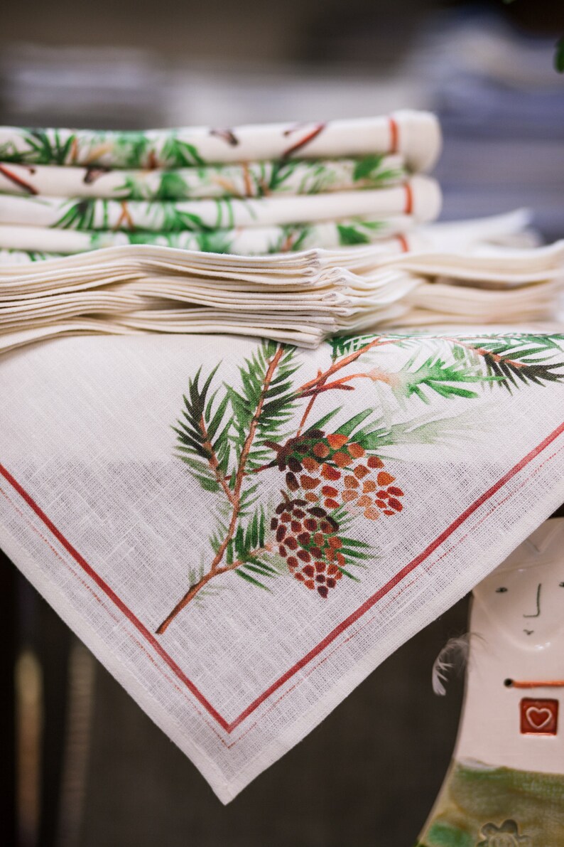 Christmas decor napkins set 100 linen Christmas table Etsy