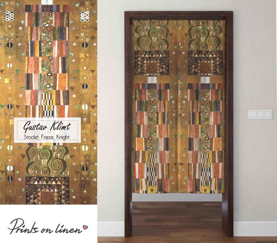 Linen curtains, Noren curtain, Gustav Klimt, linen curtains, door curtain, 100% linen, panel curtain, closet cover