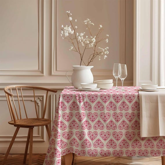 Tablecloth, Valentine's Hearts, linen tablecloth, 100% linen, LINENISLOVE
