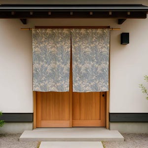Noren curtain, Tulips, William Morris, Japanese Noren, door curtain, 100% linen, closet cover, window curtains linen