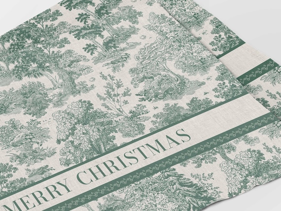 Christmas placemats, Toile Pine, Merry Christmas, Placemats set (4 or 6), Holiday placemats, linens, linen placemats, Christmas decor