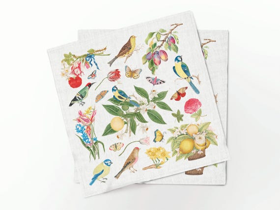 Napkins set, Victorian Garden Botanicals, Birds, Blossoms & Butterflies
