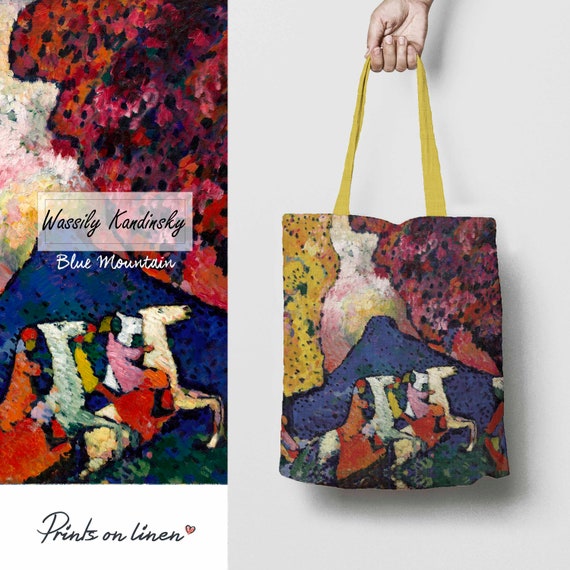 Tote bag, Wassily Kandinsky, Blue Mountain, linen tote, shopping bag, gift for best friend, eco friendly tote, hand made tote bag