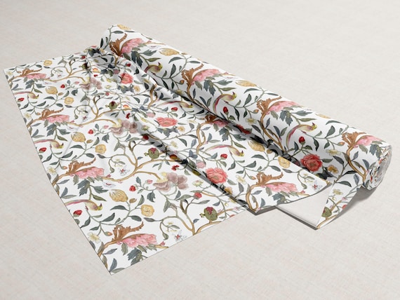 Wide Fabric, Birdsong Linen Fabric, Floral Print, By The Meter/ Yard