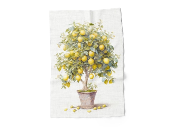 Towel, Lemon tree,  vintage towel,  gift idea, lemon towel, vintage home decor, 100% linen