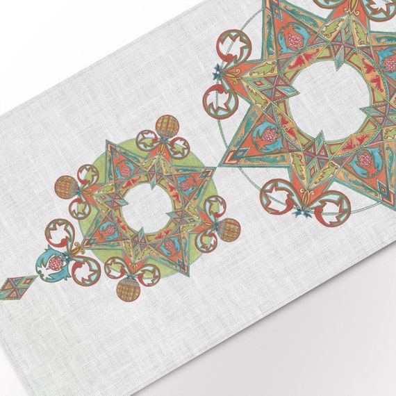 Table runner, Christmas View Through Kaleidoscope, linen table runner, 100% linen, Christmas table runner, Christmas table top