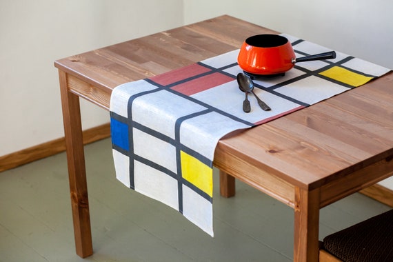 Table runner, Composition with Red Blue and Yellow, Piet Mondrian, linen table runner, 100% linen, custom size table runner, LINENISLOVE