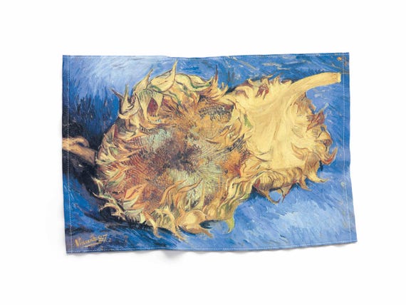Towel, Vincent Van Gogh, Sunflowers, 1887, dish towel, linen towel, kitchen towel, 100% linen