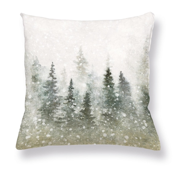 Cushion cover, Magical Christmas Landscape, Christmas present, Holiday decoration, Christmas gift, linen pillow, custom size pillow