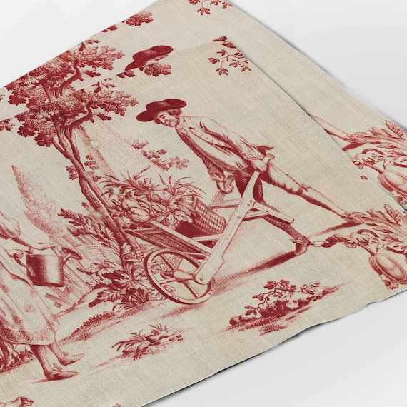 Placemats set, Bromley Hall 1775, Toile de Jouy, linen placemats, vintage placemats, placemats wholesale, housewarming gift