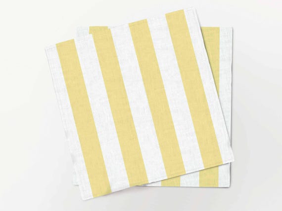 Napkins set, Yellow Stripes, 100% linen, napkins cloth, fabric napkins