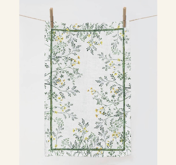 Linen towel, Rue, Vintage kitchen decor, Rue towel, 100% linen, custom towel, Common Rue