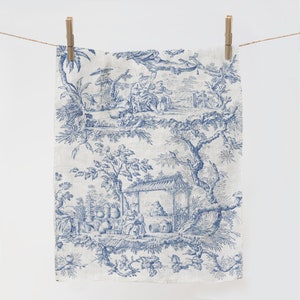 Kitchen towel, Toile de Jouy, linen towel, dish towel, 100% linen, kitchen towel, custom towel, linen towel fabric, personalized towel