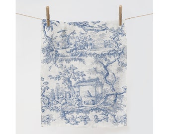 Kitchen towel, Toile de Jouy, linen towel, dish towel, 100% linen, kitchen towel, custom towel, linen towel fabric, personalized towel