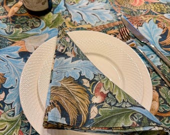 Set di tovaglioli, Acanthus and Birds, William Morris, 100% lino